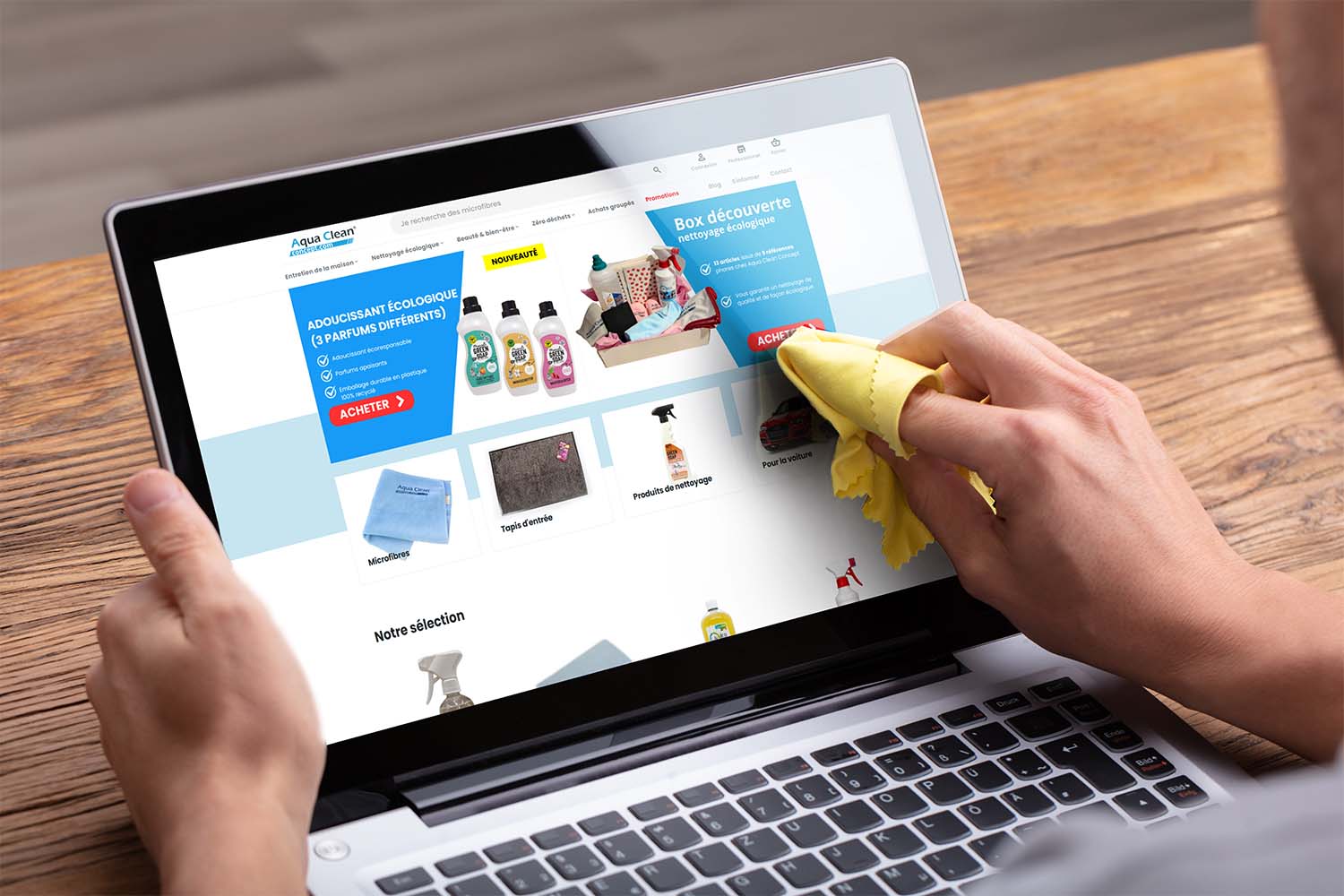 Présentation du site Aqua Clean sur un PC