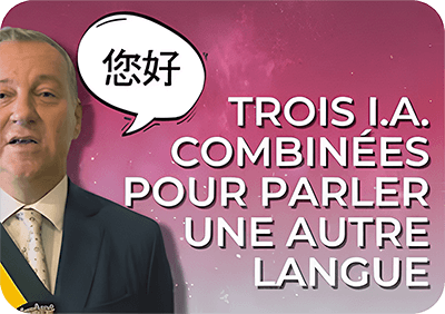 Vignette Youtube ayant pour titre "Trois IA combinées pour parler une autre langue" et présentant le gouverneur Denis Mathen.