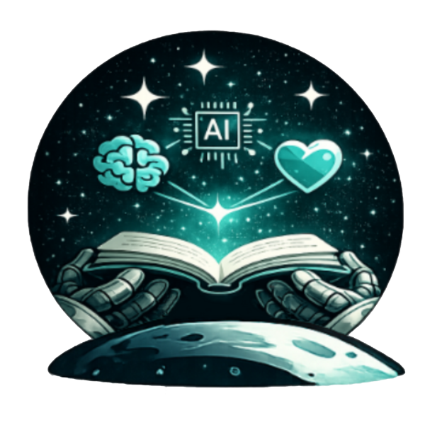 Livre ouvert symbolisant l&rsquo;intelligence artificielle, la connaissance et l&rsquo;humanit&eacute;.